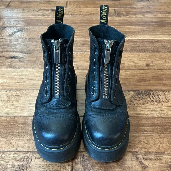 Dr. Martens Docs Sinclair Milled Nappa Leather Platform Boots Zip Front Lace 8 - Picture 6 of 12